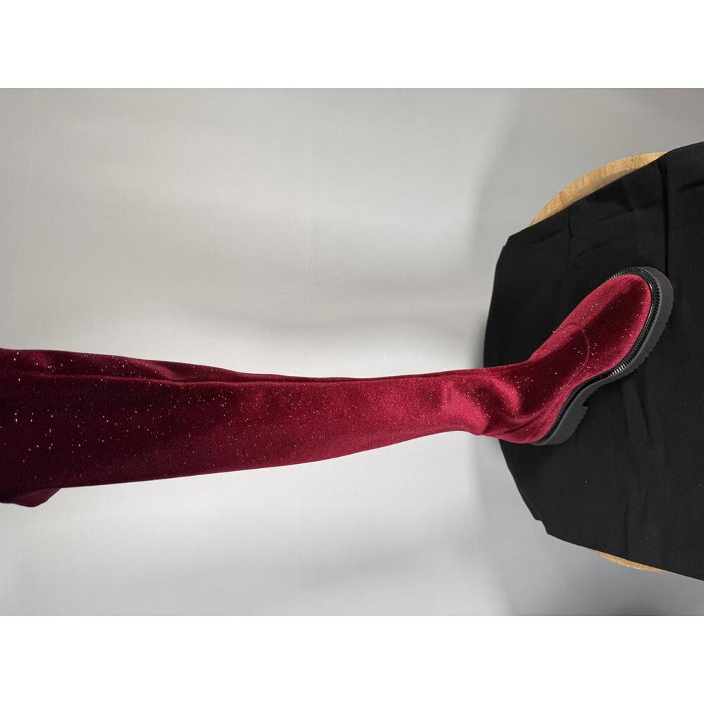 Giuseppe Zanotti Adrienne Bordeaux Velvet OTK Boots EU 34 US 4 Red Designer NWB - Picture 9 of 16